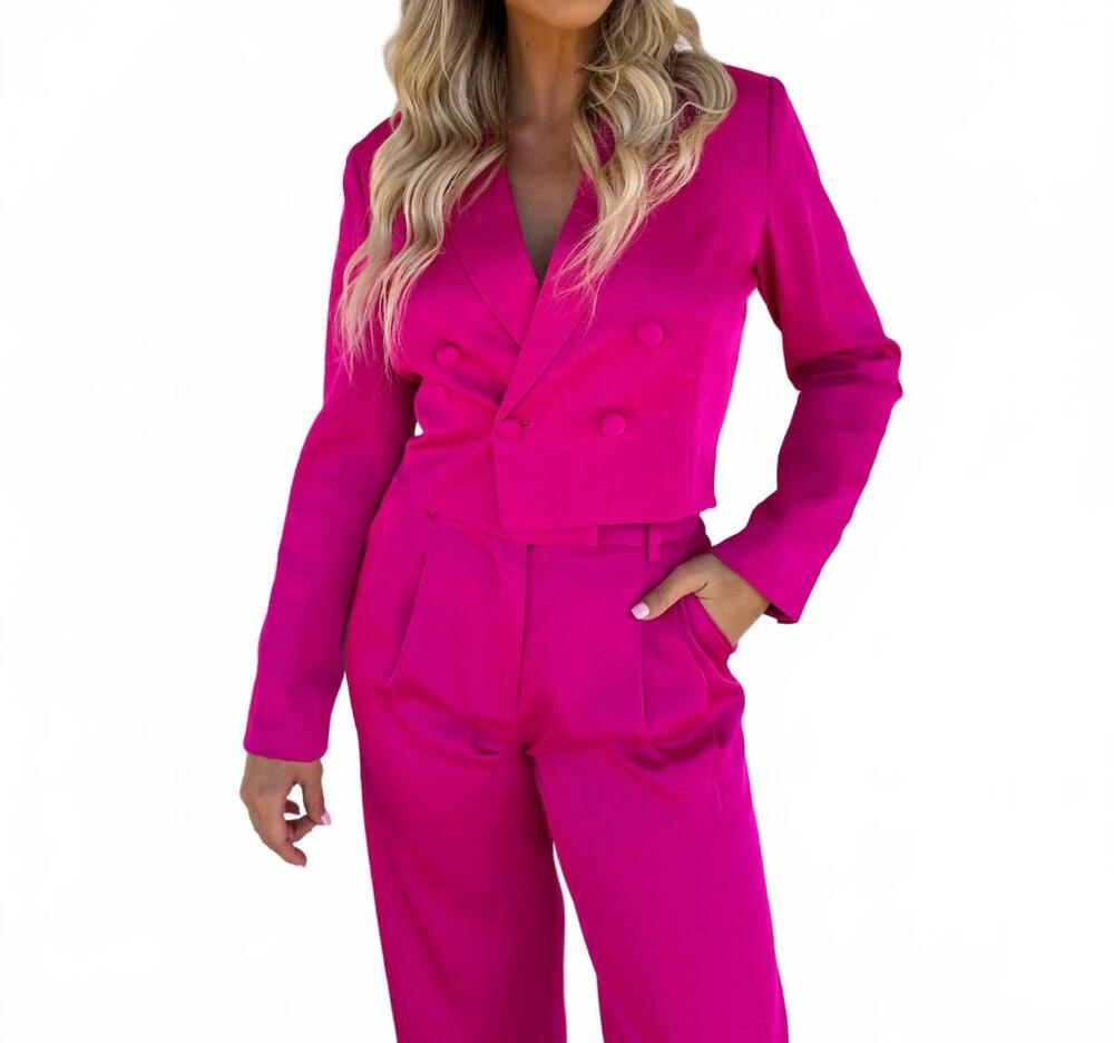 NEW LUCY PARIS sigrid cropped blazer in fuschia